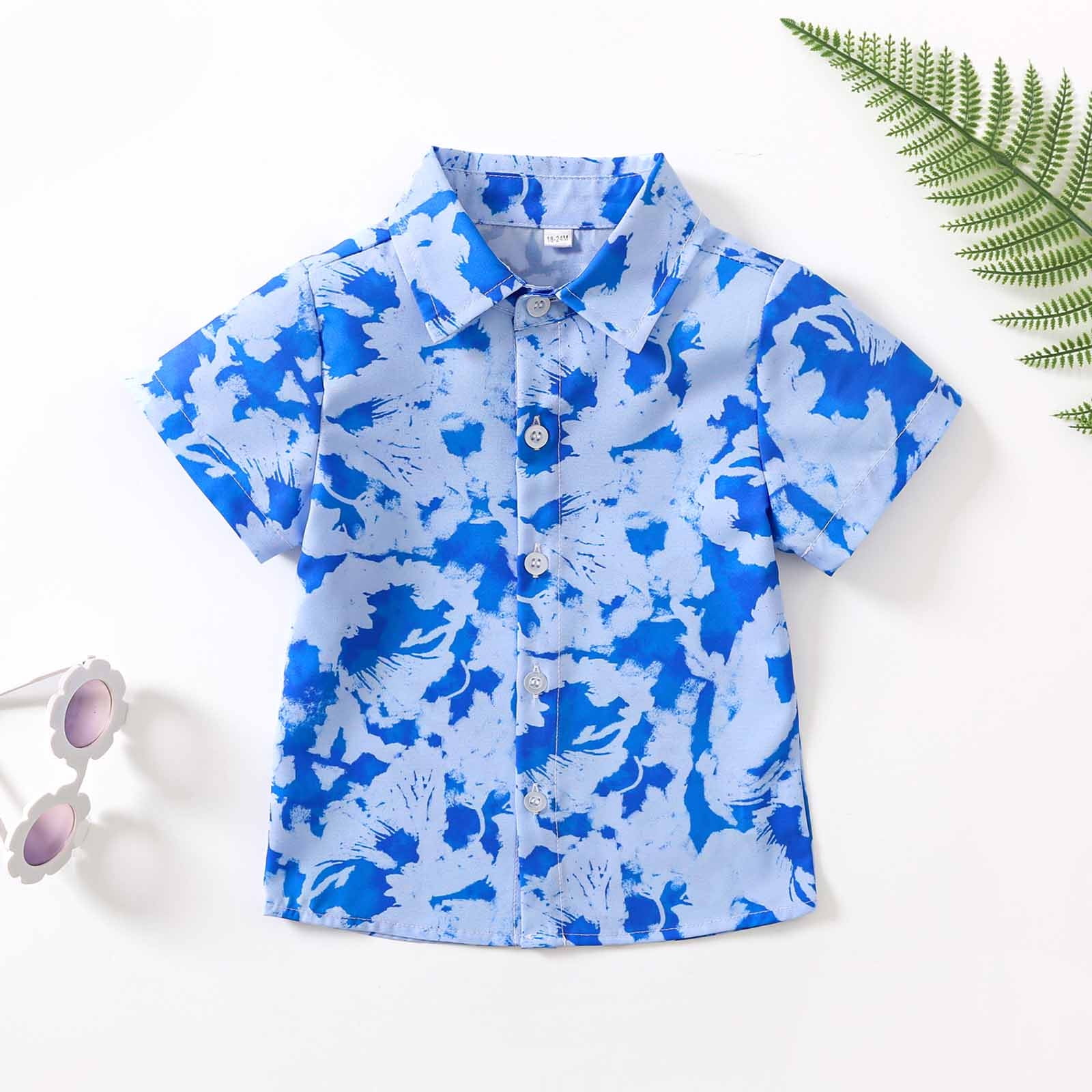 SDJMa Big Boys Hawaiian Shirt, Kids Hawaiian Shirt, Coconut tree print