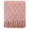 thumbnail image 2 of Battilo Pink Throw Blanket,Blush Knitted Blankets with Tassels,Boho Throws for Sofa,Bed,50" x 60", 2 of 8