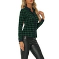 thumbnail image 4 of INSPIRE CHIC Women's Button Down Shirt Collared Long Sleeve Knit Classic Plaid Blouse, 4 of 5