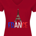 thumbnail image 4 of Inktastic France Eiffel Tower Flag in Text Women's V-Neck T-Shirt, 4 of 5