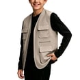 thumbnail image 3 of OGLCCG Safari Vest Boys Kids Lightweight Cargo Outerwear Vest for Hiking Fishing Travel Outdoor Sleeveless Jackets(Khaki,7-8 Years), 3 of 6