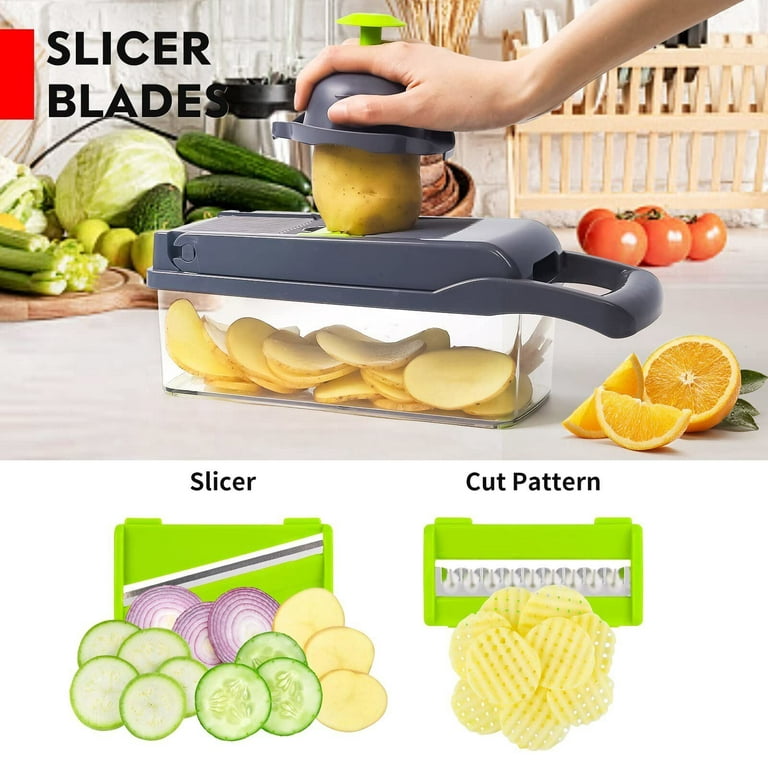 Buy NICHY 14 in 1 Vegetable Chopper, Heavy Duty Mandoline Slicer Potato  Onion Chopper Food Chopper Veggie Chopper with Vegetable Peeler, Hand Guard  and Container (Black) - babazam