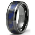 thumbnail image 2 of Metal Masters Mens Gunmetal Tungsten Carbide Ring Black Blue Carbon Fiber Inlay Wedding Band 8mm, 2 of 5