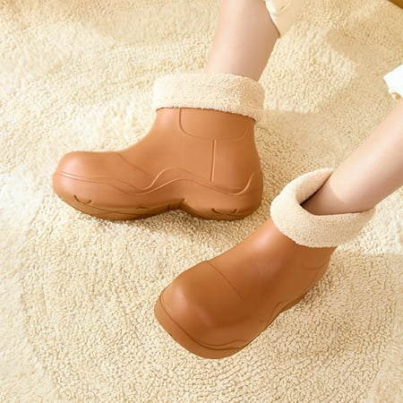 

Juebong Halloween Decorations Women s Ankle Boots Warm Cotton Shoes Lug Sole Non-Slip Snow Boots Candy Colors Thick Bottom Waterproof Rain Boots