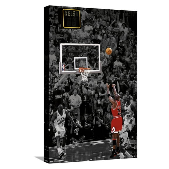 Michael Jordan - The Shot Canvas Wall Poster, 14.725" x 22.375"