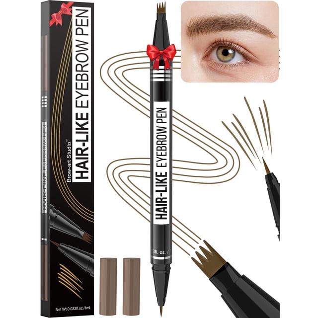 Bolígrafo para cejas Vevivia Lighting Magical 2 en 1, impermeable, marrón