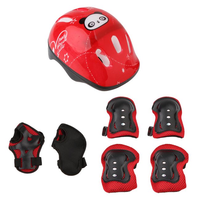 7pcs Juego de Casco de Seguridad para con Protector de en de Protector de Patines para Bicicleta de Patinaje , Rojo Soledad Casco de patín de ruedas