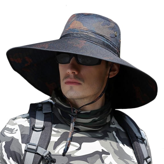Necvior Outdoors Large Brimmed Fishing Hat Sun UV for Protection Waterproof Camo Bucket Hat Bonnie Cap for Hiking Camping Tr