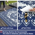 thumbnail image 5 of HOMERRY Geometric Floral Outdoor Rug Straw Plastic Area Rug for Balcony Pool RV Waterproof Reversible Carpet, Navy/White, 10'x 14, 5 of 7