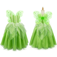 thumbnail image 6 of Benylion Girls Princess Tiana Costume Fairy Dress Green Sparkly Tinker-Bell Inspired Outfit for 3-4 Years, Fancy Birthday Christmas Role Play Dress up, 6 of 10