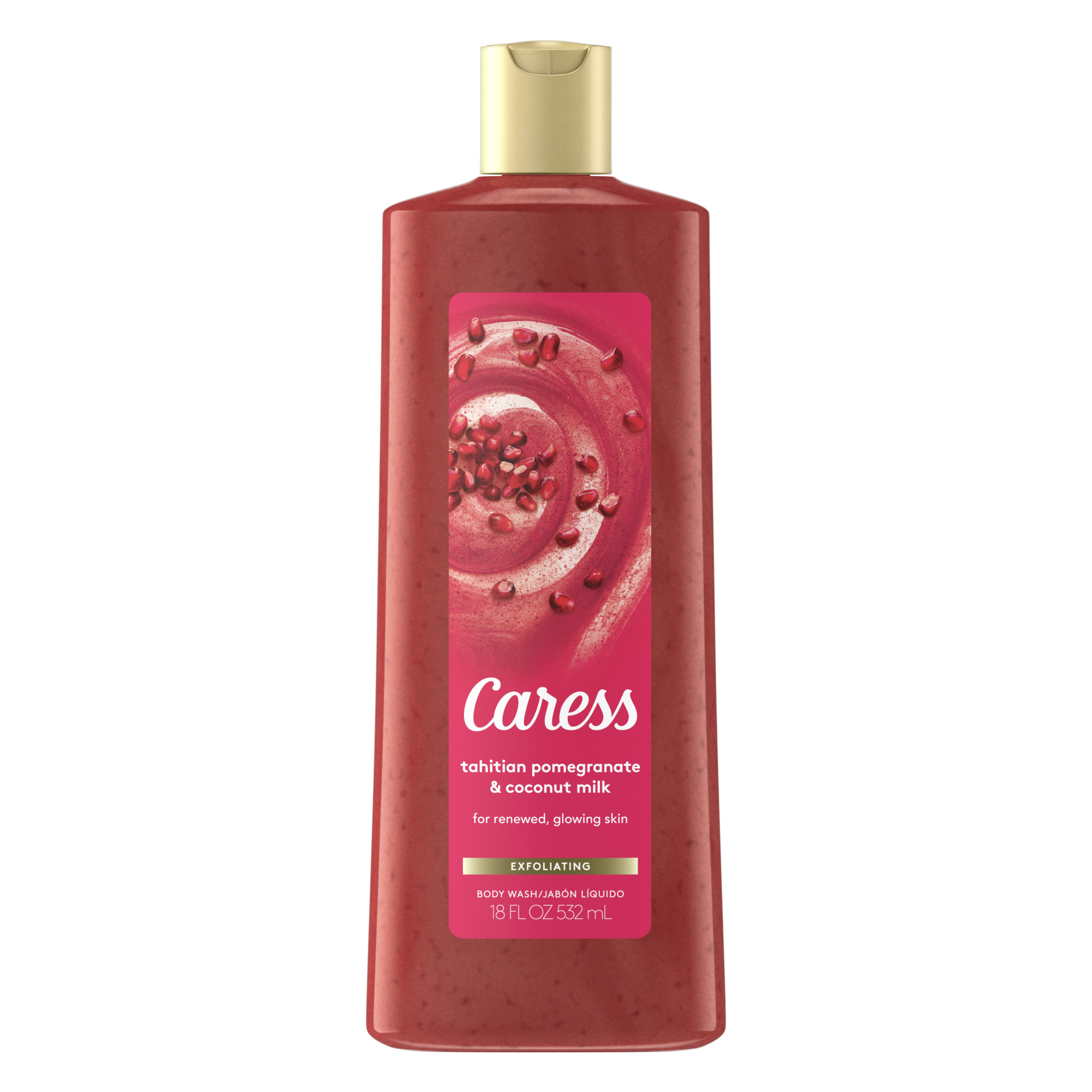 Caress Exfoliating Body Wash Tahitian Pomegranate & Coconut Milk 18 fl. Oz.