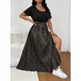 thumbnail image 5 of Plus Size Women Vacation Leopard Print Maxi Dress with Square Neck and Side Slit, 5 of 6