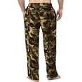 thumbnail image 3 of Bintangor Men Pajama Sleep Pants 100% Cotton Knit Lounge Wear Long Camouflage Yellow XL, 3 of 3