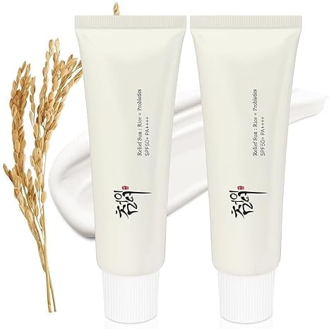2PCS Relief Sun Organic sunscreen SPF50, Korean Skin Care Solution for All Skin Types
