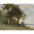 thumbnail image 2 of Paul Désiré Trouillebert 24x20 Gold Ornate Framed and Double Matted Museum Art Print Titled - Edges of the Seine a Mantes, 2 of 4