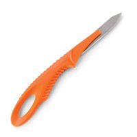 CRKT PDK Precision Disposible Kit 2393H includes 4 Orange Handle Fixed Blade Knives with 1 Pair of Black Nitrile Gloves in Clear Storage Box