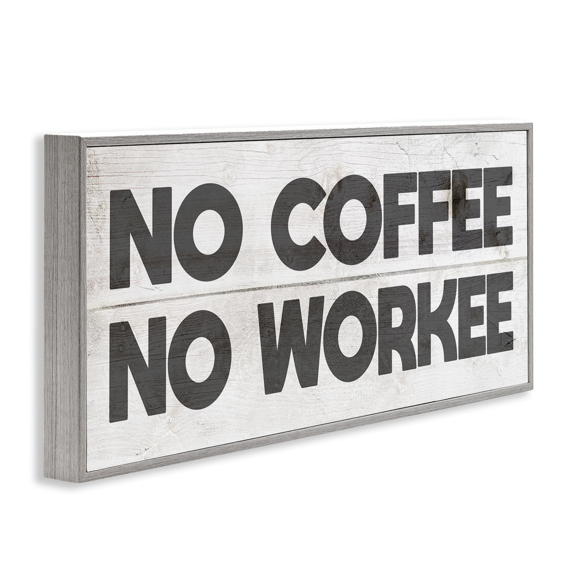 Stupell Industries No Coffee Funny Office Phrase Typography Painting Gray Framed Art Print Wall Art, 30 x 13