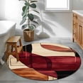 thumbnail image 5 of Red Burnt Orange Round Rug 4ft Washable Circle Entryway Rugs Non Slip Geometric Boho Modern Abstract Area Rug Indoor Floor Carpet for Bedroom Kitchen Living Room Home Office Dining Room Nursery, 5 of 8
