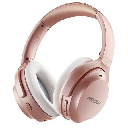Mpow Active Noise Cancelling Bluetooth Headphones, 40 H Playtime Wireless Bluetooth Headset USB C Fast Charging with CVC 8.0 Mic, Comfortable Ear Pads for Travel/Home/Office (Pink)