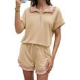 thumbnail image 2 of 2 Piece Casual Sets Short Sleeve Half Zipper Sweatshirt and Shorts Sweatpants Matching Sweatsets, 2 of 6