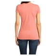 thumbnail image 2 of Yellow Rooster Women's Juniors Very Important V-Neck Cotton Tee Peach M, 2 of 6