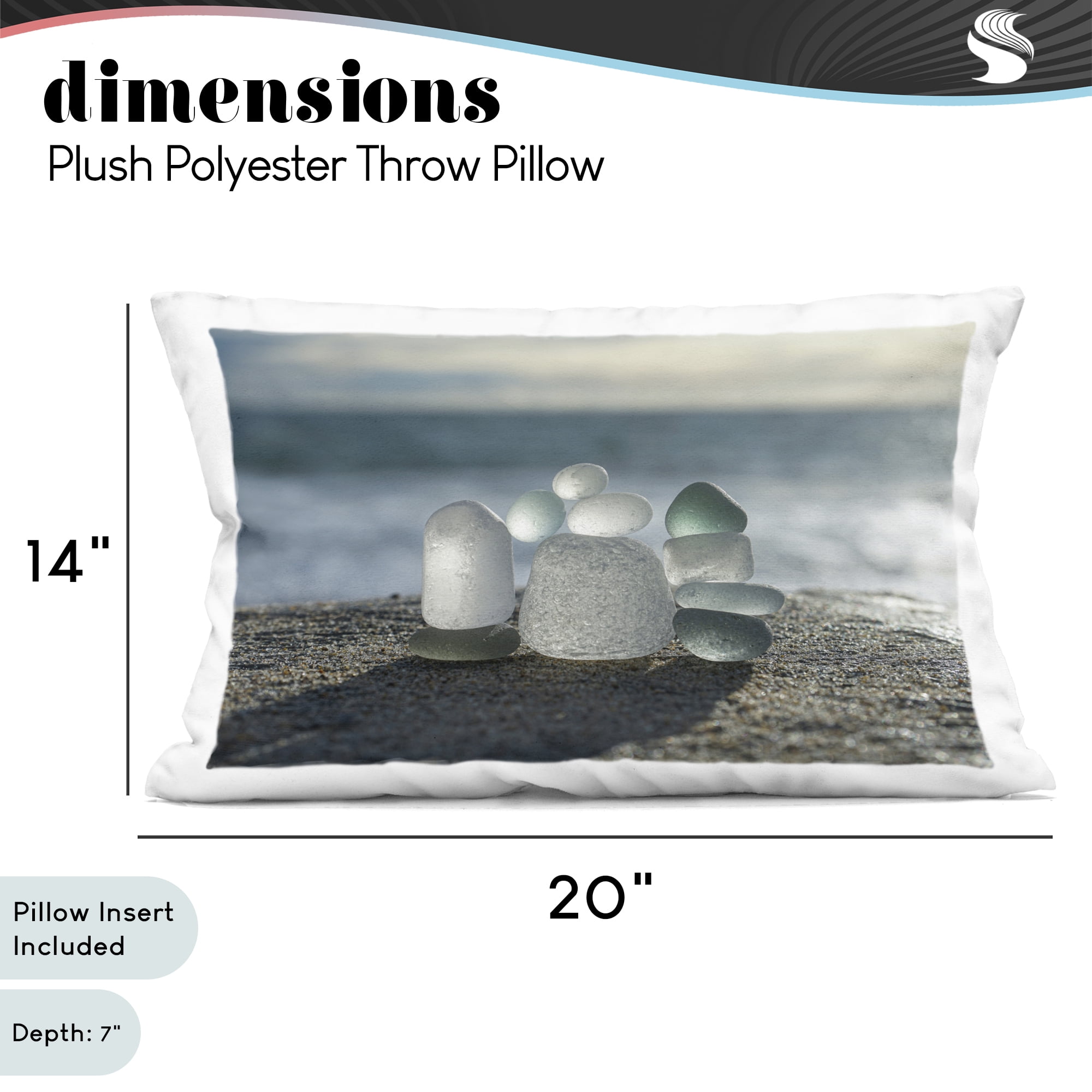 Stupell Industries Balancing Sea Glass Pebbles Decorative Printed Throw Pillow, design by LMarie Allen, 14 x 7 x 20
