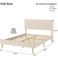thumbnail image 2 of Homhougo King Bed Frame with Adjustable Headboard, Velvet Upholstered Platform Bed with Solid Wood Slats Support, No Box Spring Needed, Noise-Free, Beige, 2 of 10