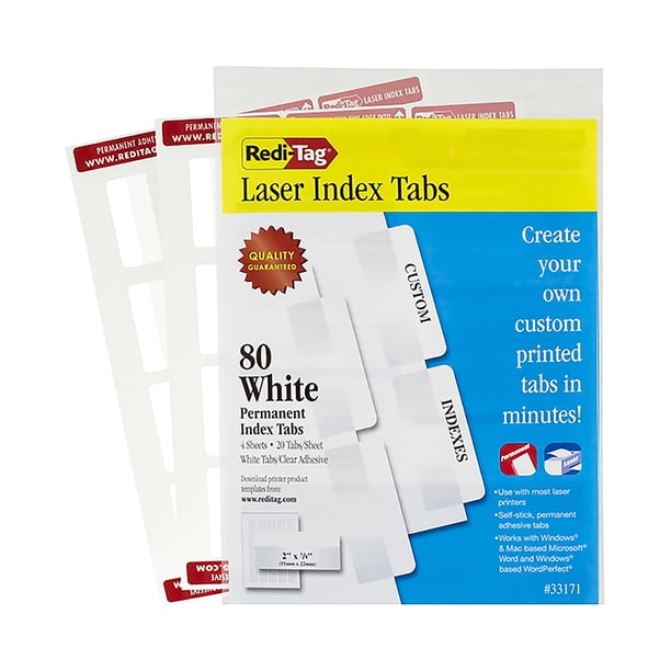 Pestañas separadoras Redi-Tag Color Blanco Para Impresora Láser C/80