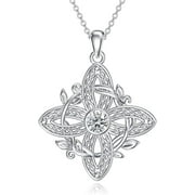 Dveatr 925 Sterling Silver Witches Knot Birthstone Pendant Necklace-Original Protection Witch Celtic Knot Jewelry Mothers Day Gifts for Women