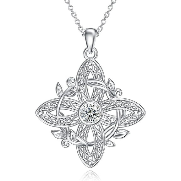 Dveatr 925 Sterling Silver Witches Knot Birthstone Pendant Necklace-Original Protection Witch Celtic Knot Jewelry Mothers Day Gifts for Women