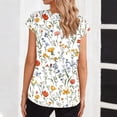 thumbnail image 4 of Summer Outfits for Women Vintage Floral Print Short Sleeve Tops Plus Size Satin Blouse Dressy V Neck Tops Camisetas Para Mujer, 4 of 6