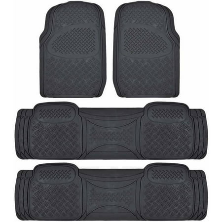 BDK Super Duty Rubber Floor Mats for Car SUV and Van 3 Rows, All Weather, Heavy Duty, 3