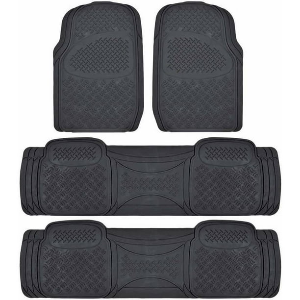 BDK Super Duty Rubber Floor Mats for Car SUV and Van 3 Rows, All