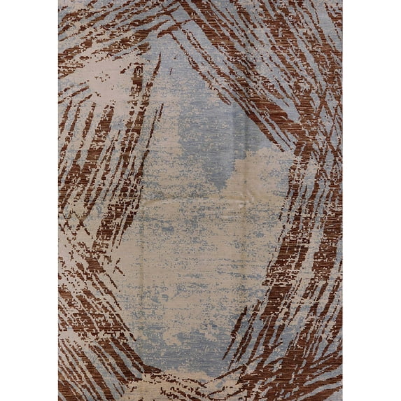 Ahgly Company Indoor Rectangle Mid-Century Modern Reddish Brown Oriental Area Rugs, 2' x 4'