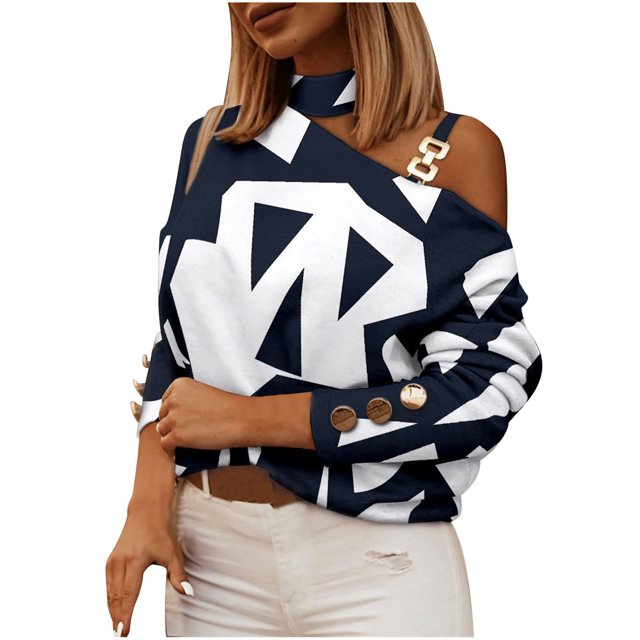 Ichuanyi liquidación de la moda mujeres asimila de estampado suelto camiseta manga larga blusa casual ICHUANYI WER202308243766