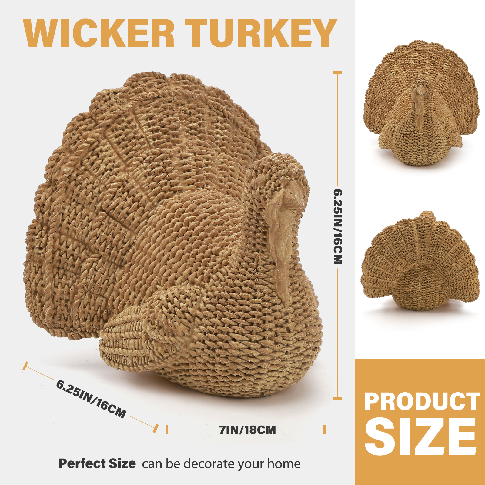 Ayieyill Rustic Turkey Figurine Thanksgiving Decoration photo 4