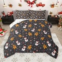 Homewish Lovely Gingerbread Man Full Size Comforter Sets,Chic Christmas Snowman Bedding Comforter Set,Merry Xmas Bedding Sets For Girls Boys,Ultra Soft Home Decor Reversible,3-Piece
