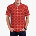 thumbnail image 1 of Saiise Polo de Golf pour Hommes à Imprimé Flocons de Neige Rouge et Blanc, Évacuation de l'Humidité, Séchage Rapide, Polo de Performance à Imprimé pour Hommes - Grand, 1 of 6