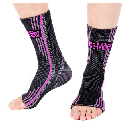 Doc Miller Premium Ankle Brace Compression Support Sleeve Socks for Swollen Foot Plantar Fasciitis Achilles Tendonitis, Use as Injury Support Recovery Eases Pain Swelling 1 PAIR (Best Support Hose For Swollen Ankles)