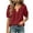 Wine, variant on ZGRBOU Womens Ruffle Puff Sleeve Cotton Linen Tops V Neck Button Down Pleated Shirts Summer Casual Loose Vacasion TShirts