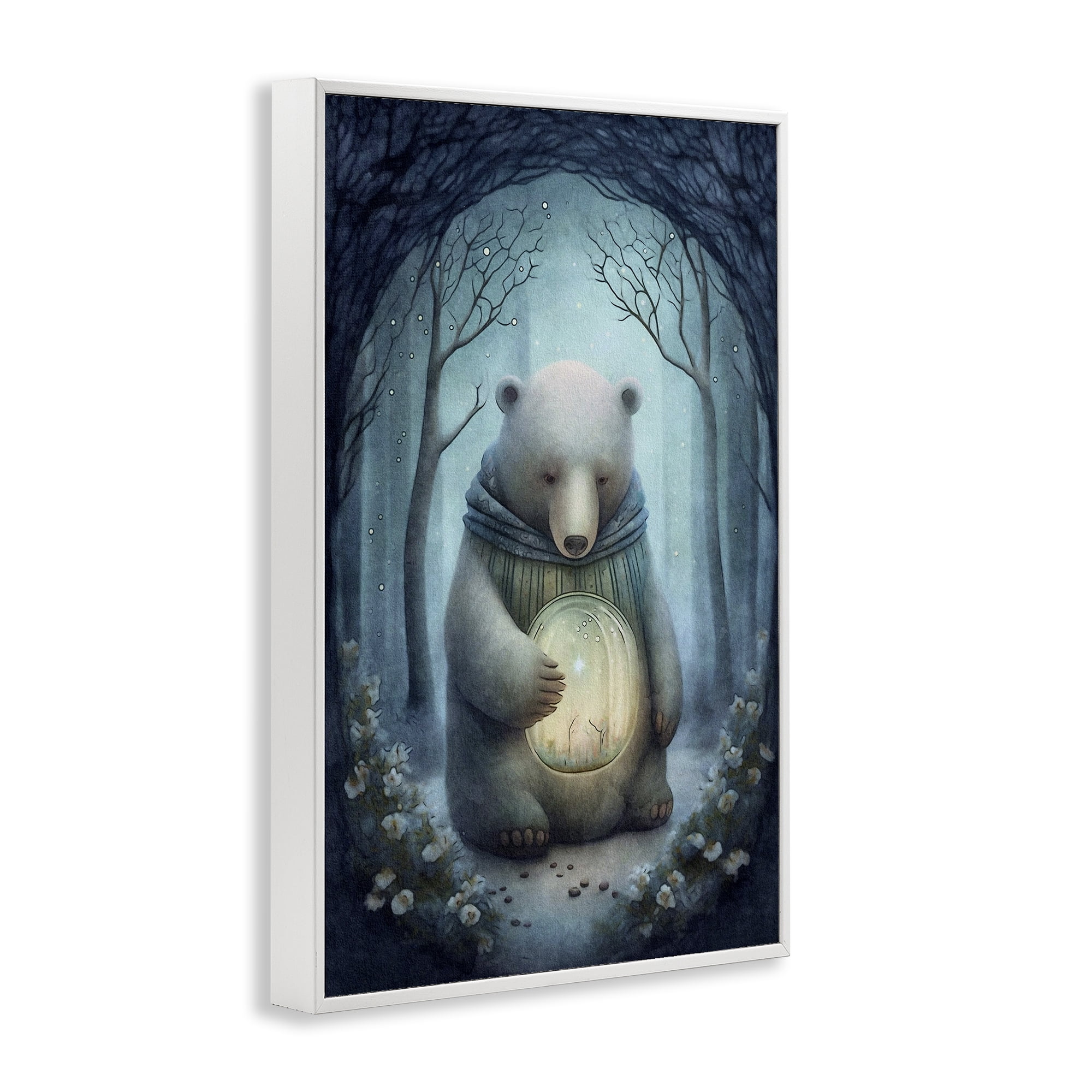 Stupell Industries Mystic Brown Bear Landscape Painting White Framed Art Print Wall Art, 20 x 30