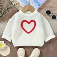 thumbnail image 2 of SGMVNU Girl's Cute Heart Pattern Sweater Crew Neck Long Sleeve Drop Shoulder Loose Pullovers Sweaters Tops Kids Fall Clothes(Size 18-24 Months,White), 2 of 7