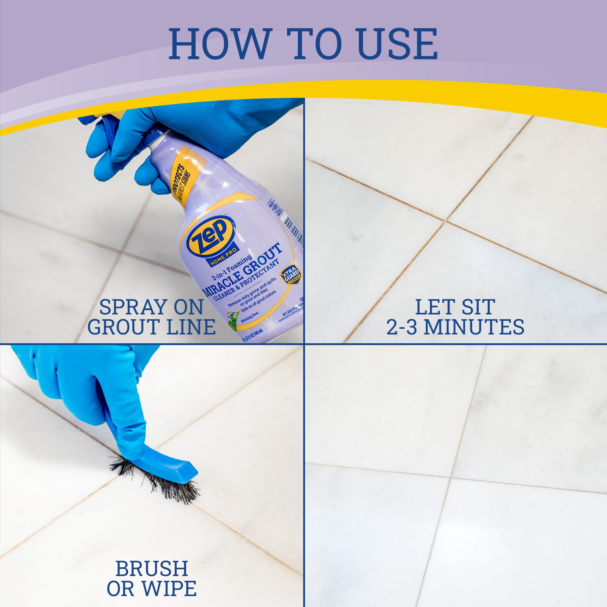 Zep Home Pro Foaming Miracle Grout Cleaner and Protectant 32 fl oz