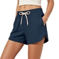 thumbnail image 6 of hlysgo Women's 3 inch Pj Shorts Soft Comfort Loose Fit Shorts Summer Lounge Sleeping Elastic Waist Short with Pocket Navy,2xL, 6 of 6
