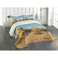 thumbnail image 3 of Ambesonne Cactus Quilted Bedspread Set 3 Pcs, Saguaros Boulders Sunset, King Size, Pale Blue Pale Brown, 3 of 5