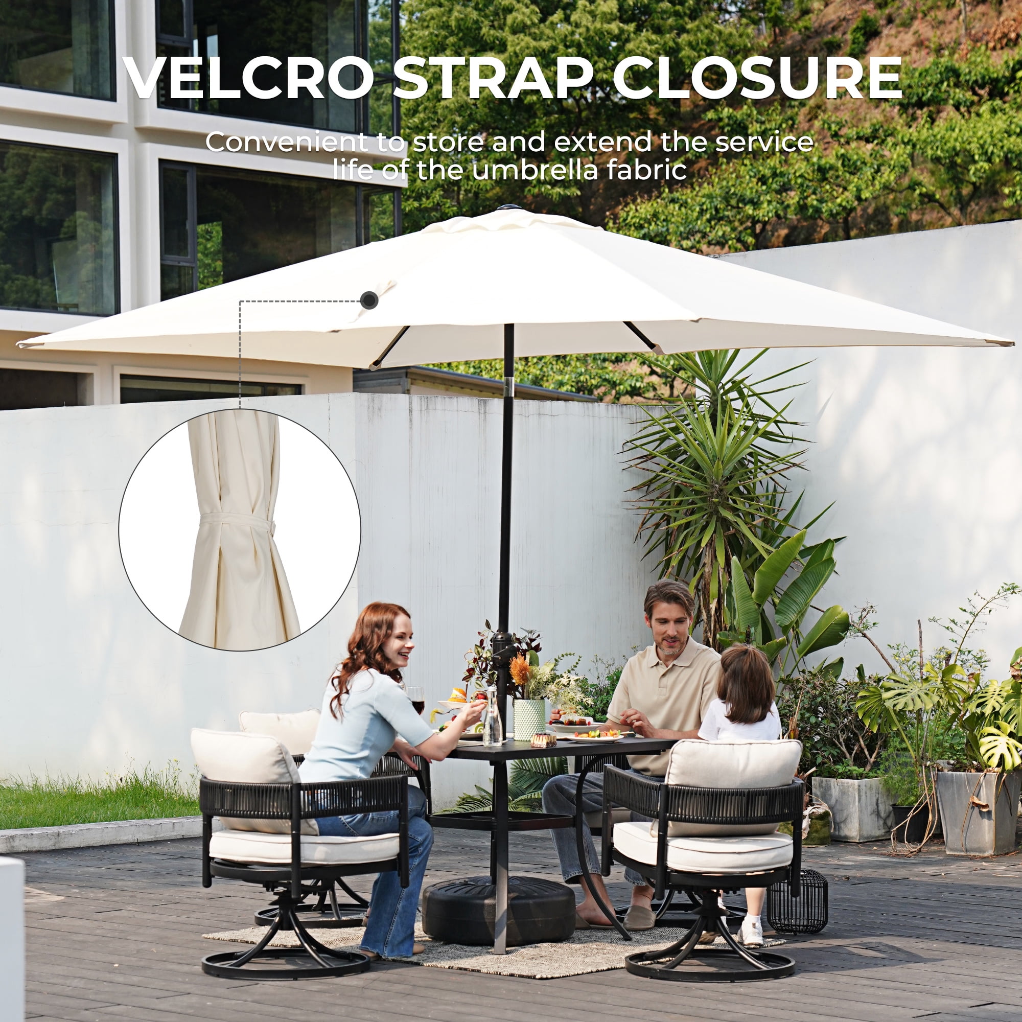 GRANDPATIO 10 × 6.5ft Rectangle Patio Umbrella with Crank & Tilt, Steel Frame, Water & UV-Resistant Polyester Canopy, for Outdoor Garden/Pool/Commercial Use