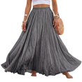 thumbnail image 2 of Women Cotton Linen Blend Elastic High Waist Boho Flowy Maxi Skirt Beach Vacation Wear S, 2 of 5