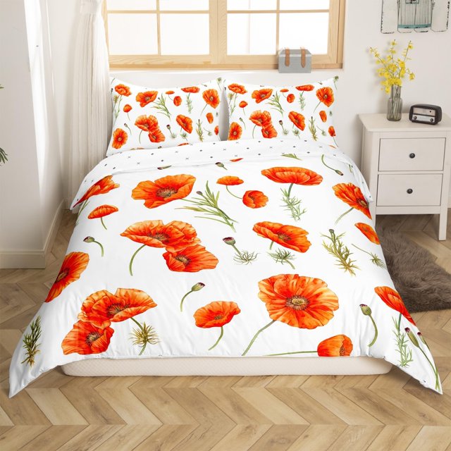 Amapola Ropa de Cama Funda Nórdica Twin Tamaño Floral Flor de Juego de cama para