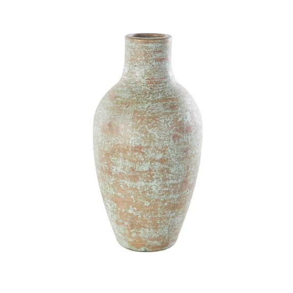 DecMode 20" Antique Style Textured Patina Brown Ceramic Vase