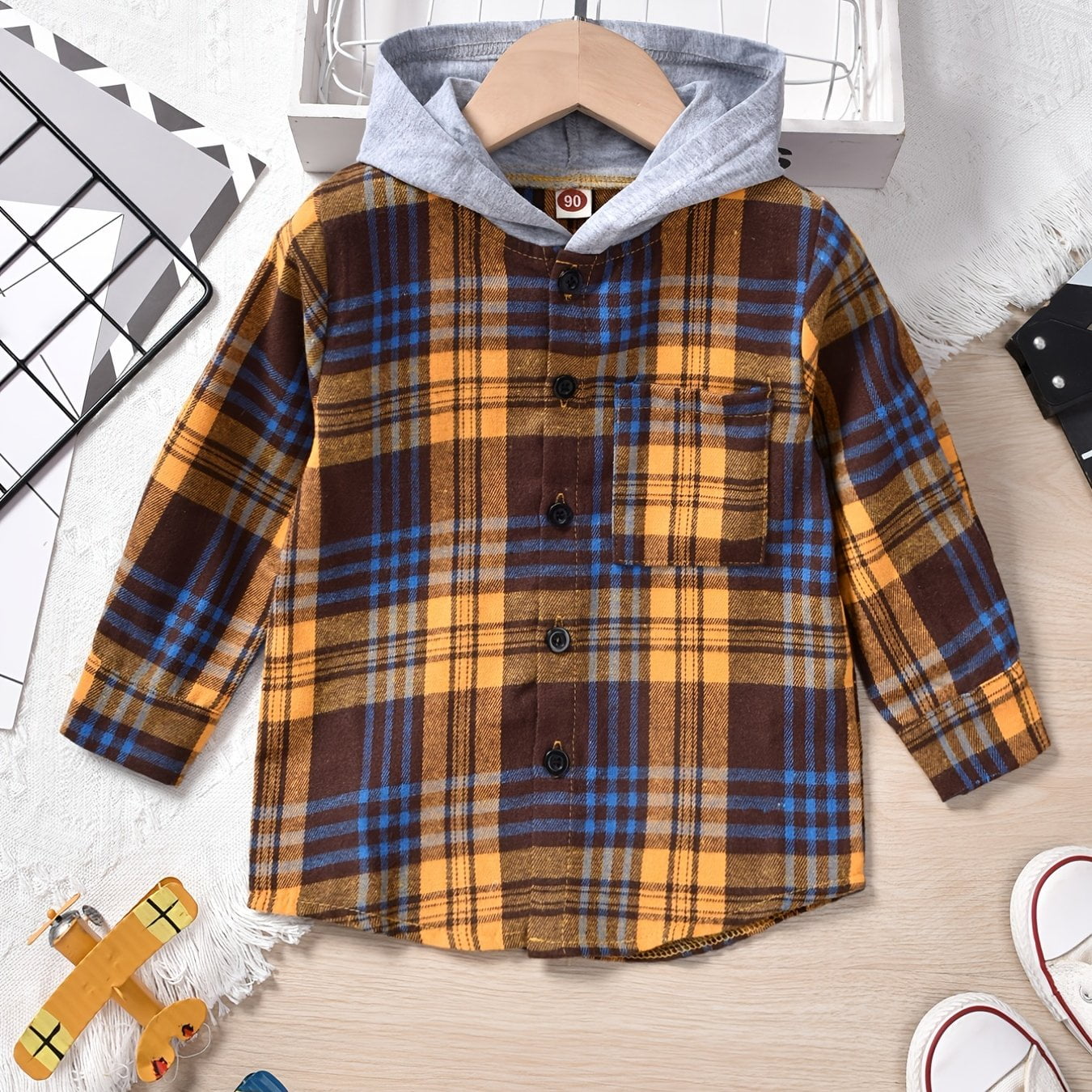Boys hooded shirt hotsell